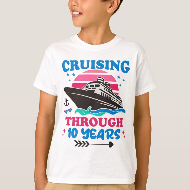 Cruising Through 10 Years Wedding T-Shirt (Front)