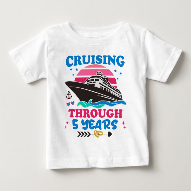 Cruising Through 5 Years Wedding Baby T-Shirt (Front)