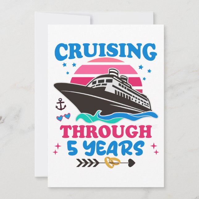 Cruising Through 5 Years Wedding Invitation (Front)