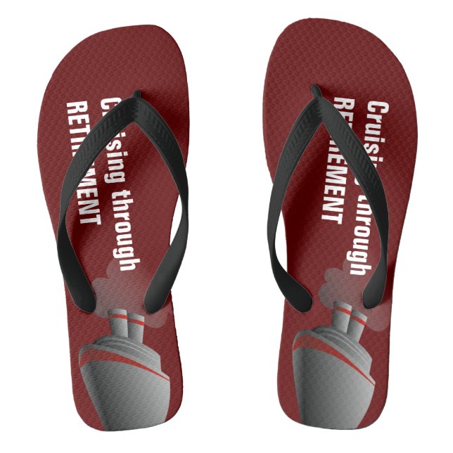 Cruising Through Retirement Dark Red Jandals (Footbed)