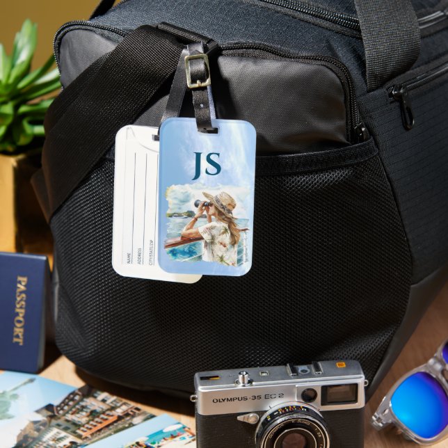 Cruising with Binoculars  Luggage Tag (Front & Back)