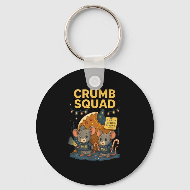 Crumb Squad Funny Cookie Mouse Christmas Design  Key Ring (Front)