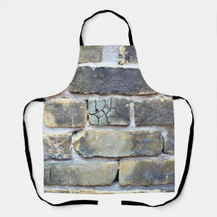 Crumbling and Cracked Grey Brick Wall Apron
