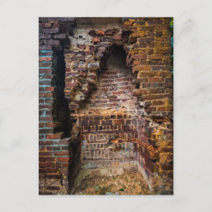 Crumbling Brick Wall with Arched Opening Postcard