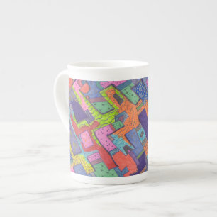 "Crumbling City" Abstract Art Bone China Mug