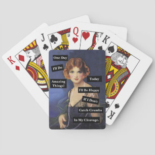 Crumbs In My Cleavage Vintage Lady Funny  Playing Cards