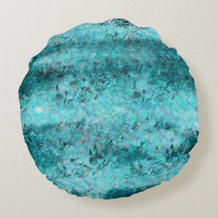 Crumpled blue neon paper round cushion