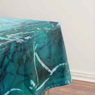 Crumpled blue neon paper tablecloth