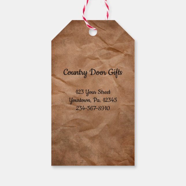 Crumpled Brown Paper Look Gift Tags (Back)