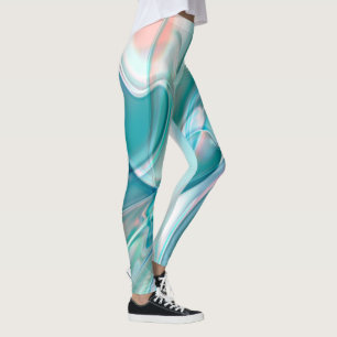 Crumpled curves in light shades of blue and pink   leggings