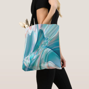 Crumpled curves in light shades of blue and pink tote bag