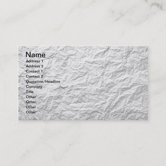 Crumpled Paper Texture For Background 2 Business Card (Front)