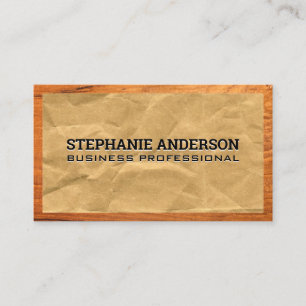 Crumpled Paper   Wood Border Business Card