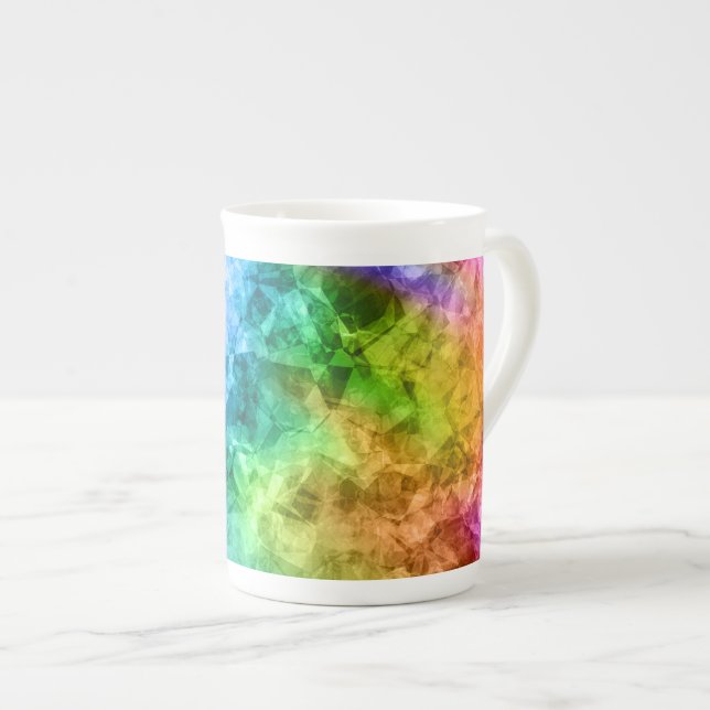 Crumpled Peacock Blue Texture Bone China Mug (Front Right)