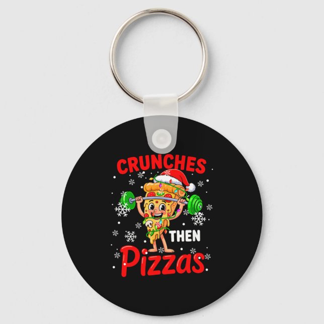 Crunches Then Zzas Xmas Santa Zza Weightlifting Gy Key Ring (Front)