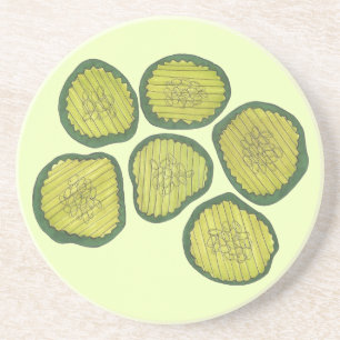 Crunchy Green Kosher Dill Pickle Chips Foodie Deli Coaster