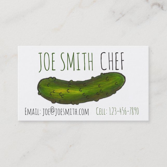 Crunchy Green Kosher Dill Pickle Deli Foodie Chef Business Card (Front)