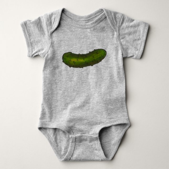 Crunchy Green Kosher Dill Pickle Pickles Foodie Baby Bodysuit (Front)