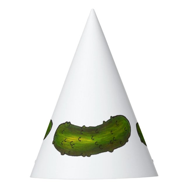 Crunchy Green Kosher Dill Sour Pickle Foodie Party Hat (Front)