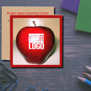 Crunchy red apple -add logo square business card