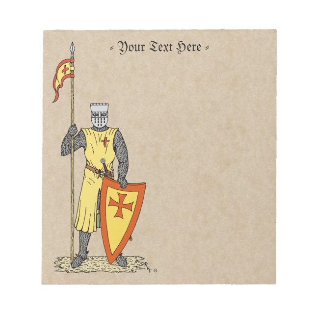 Crusader Knight Early 13th Century Notepad (Front)