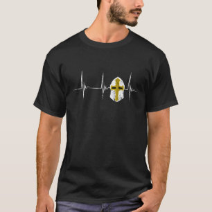 Crusader Knights Templar Helmet Heartbeat Ekg Puls T-Shirt