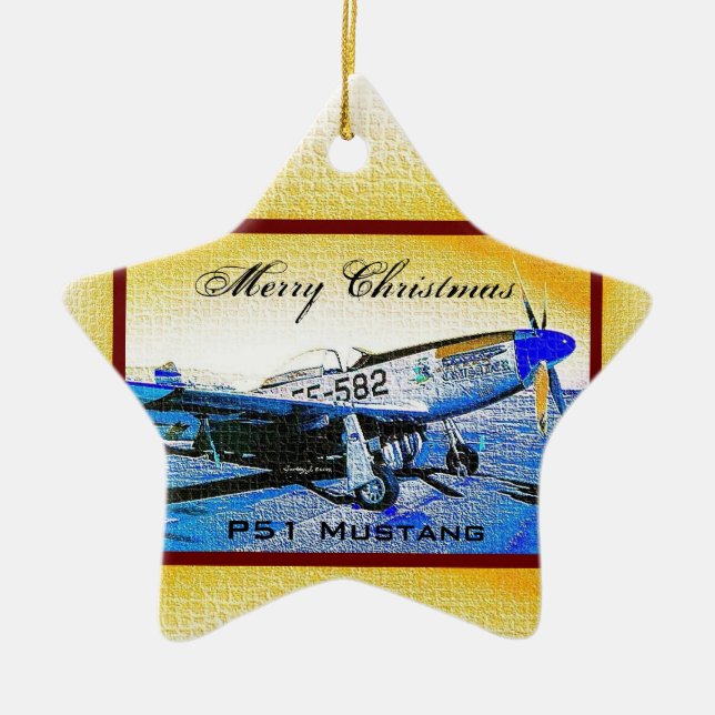 "Crusader" P51 Mustang © 2009 S.J. Ceramic Tree Decoration (Front)