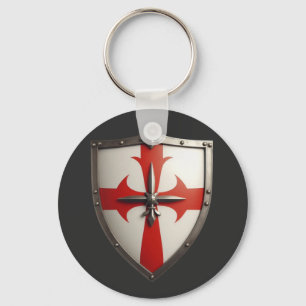 crusader shield with a red cross pattée key ring