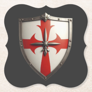 crusader shield with a red cross pattée  paper coaster