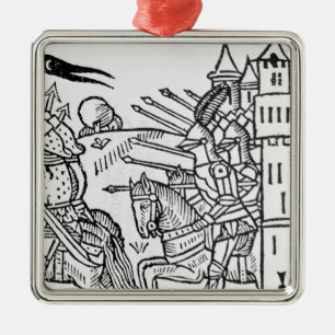 Crusading knights ride out to do Battle Metal Tree Decoration