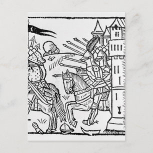 Crusading knights ride out to do Battle Postcard