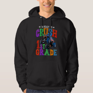 Crush 1st Grade Monster Truck Back To School Boys Hoodie