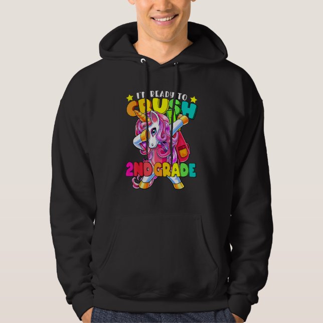 Crush 2nd Grade Dabbing Unicorn Back To School Gir Hoodie (Front)