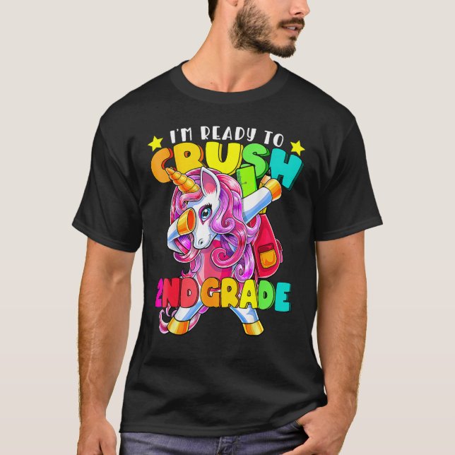 Crush 2nd Grade Dabbing Unicorn Back To School Gir T-Shirt (Front)