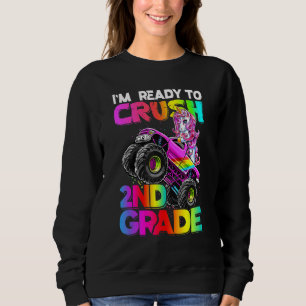 Crush 2nd Grade Unicorn Monster Truck Back to Scho Sweatshirt