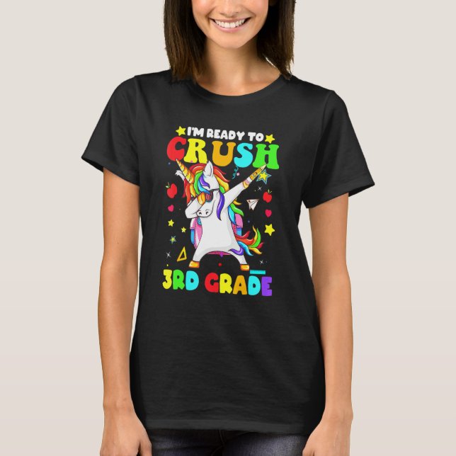 Crush 3rd Grade Dabbing Unicorn Back To School Boy T-Shirt (Front)