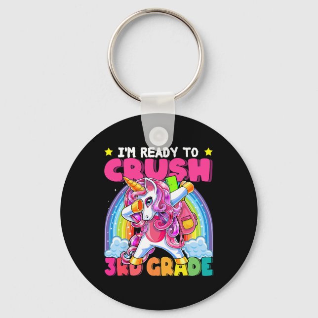 Crush 3rd Grade Dabbing Unicorn Back To School Gir Key Ring (Front)