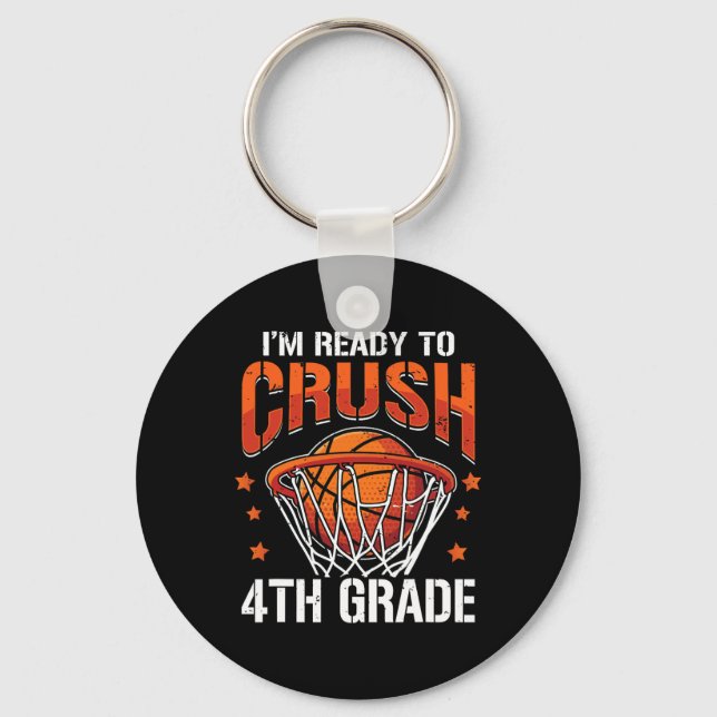 Crush 4th Grade Basketball Back to School Boys Kid Key Ring (Front)