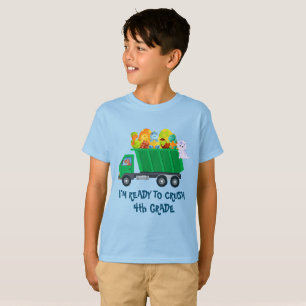 Crush 4th Grade Fun dinosaur egg garbage truck Sc T-Shirt