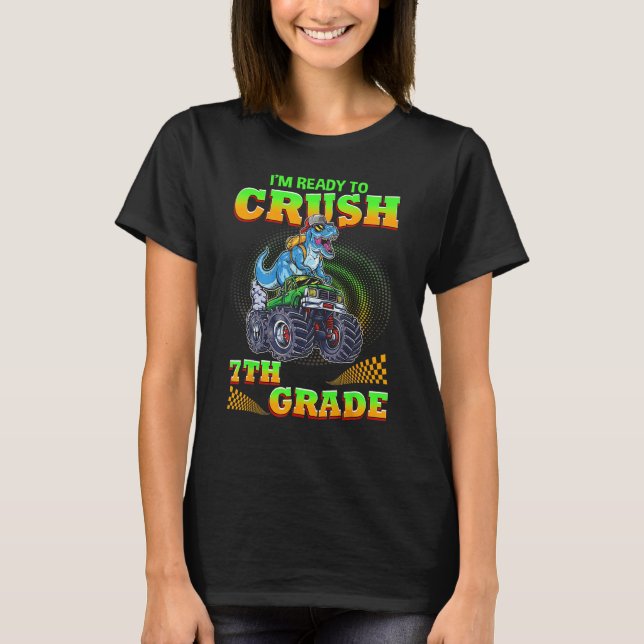 Crush 7th Grade Dinosaur Back To School For Teache T-Shirt (Front)