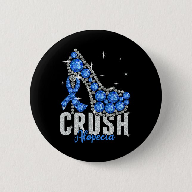 Crush Alopecia Twinkle Ribbon Support  6 Cm Round Badge (Front)