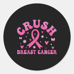 Crush Breast Cancer Awareness Bling Pink Ribbon 1  Classic Round Sticker