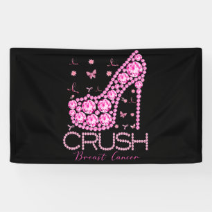Crush Breast Cancer Awareness Bling Pink Ribbon Banner