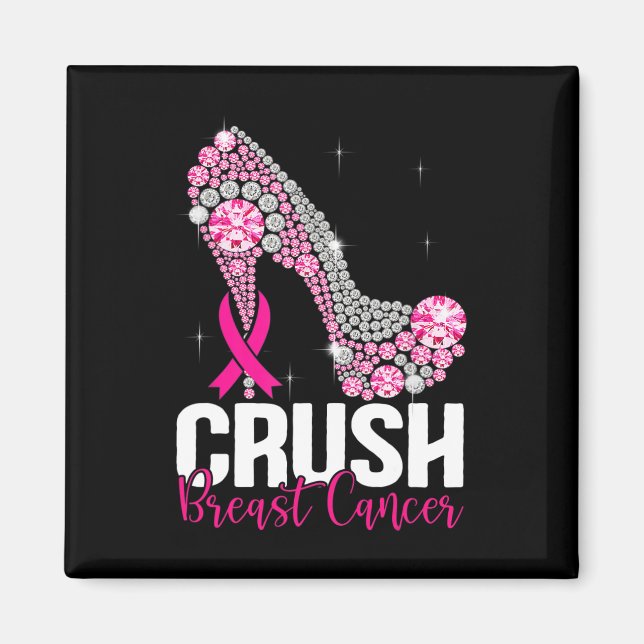 Crush Breast Cancer Awareness Bling Pink Ribbon  Magnet (Front)