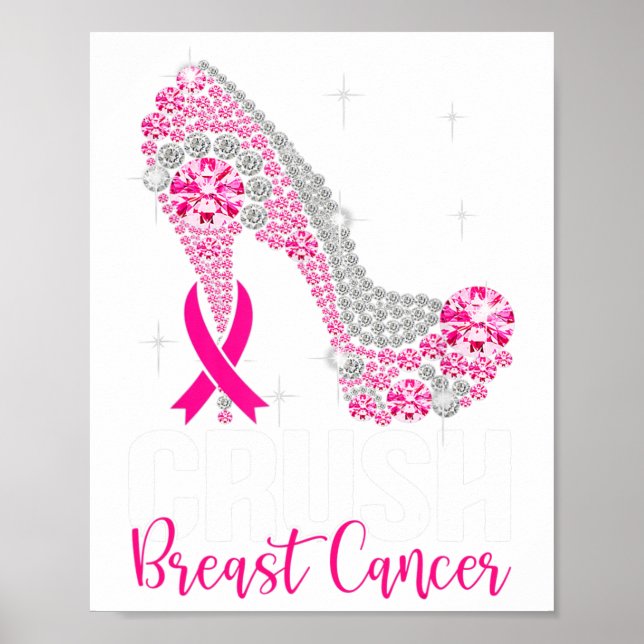 Crush Breast Cancer Awareness Bling Pink Ribbon  Poster (Front)