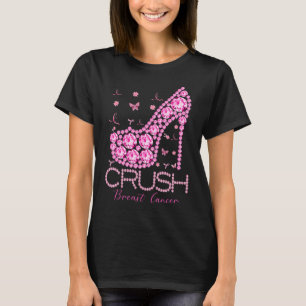 Crush Breast Cancer Awareness Bling Pink Ribbon T-Shirt