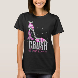 Crush Breast Cancer Awareness Bling Ribbon Women G T-Shirt