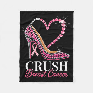 Crush Breast Cancer Awareness Pink Ribbon High Hee Fleece Blanket