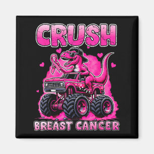 Crush Breast Cancer Awareness T Rex Monster Truck Magnet