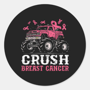 Crush Breast Cancer Awareness Truck Pink Kids Todd Classic Round Sticker